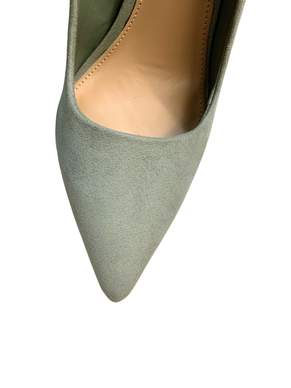 JF Gisselle Classic Suede Pointed Toe Pumps Sage Green Feminine Minimal Coquette - Picture 4 of 11